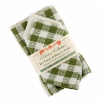 Mr. MJs Trading AG-32293 2 Tea Towels Plus 2 Dish Cloths Set, Toro Green Check