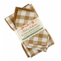 Mr. MJs Trading AG-32294 2 Tea Towels Plus 2 Dish Cloths Set, Toro Beige Check