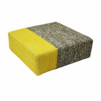 GFurn IRA-90x90x30-13-0858 Ira - Handmade Wool Braided Square Pouf - Natural & Vibrant Yellow