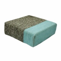GFurn IRA-90x90x30-13-5309 Ira - Handmade Wool Braided Square Pouf - Natural & Pastel Turquoi