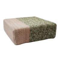 GFurn IRA-90x90x30-14-1508 Ira - Handmade Wool Braided Square Pouf - Natural & Silver Pink -