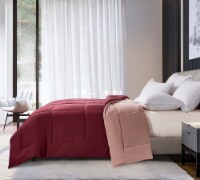 Microfiber Reversible Down Alternative Comforter - Burgundy / Mauve, King