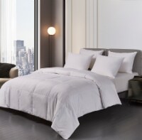 Microfiber Natural Feather Down Fiber Blend Comforter - Twin, White