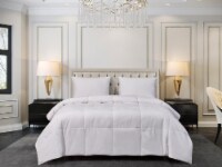Microfiber Natural Feather Down Fiber Blend Comforter - King, White