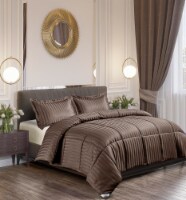 Kathy Ireland Home Damask Stripe Reversible Comforter Set - 3 Piece