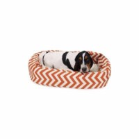 MajesticPet 788995542230 32 in. Zig Zag Sherpa Donut Pet Bed, Burnt Orange