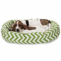 MajesticPet 788995542247 32 in. Zig Zag Sherpa Donut Pet Bed, Sage