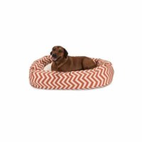MajesticPet 788995546238 52 in. Zig Zag Sherpa Donut Pet Bed, Burnt Orange