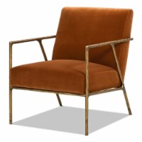 Aerin 24.5  Hammered Brass Upholstered Arm Chair Burnt Orange Performance Velvet