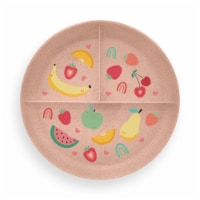 Wheat PP Divided Plates Coral Happy Fruit Perspective: Main