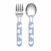 Zak! Designs Unicat Fork and Spoon Set - Blue
