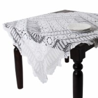 SARO 869.W54S 54 in. Square Handmade Crochet Cotton Lace Table Linens - White