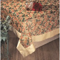 Saro Lifestyle XJ378.GL65120B 65 x 120 in. Bows Holiday Tablecloth with Shimmer, Gold