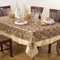 Saro Lifestyle XJ378.GL65104B 65 x 104 in. Bows Holiday Tablecloth with Shimmer, Gold