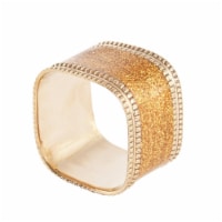 SARO NR217.GL Sparkling Square Design Napkin Ring Gold - Set of 4