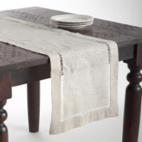 SARO 731.N18108B 18 x 108 in. Molina Rectangle Natural Hemstitched Linen Blend Table Runner -