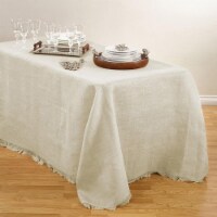 Saro Lifestyle JU209.I90132B 90 x 132 in. Mari Sati Tablecloth, Ivory