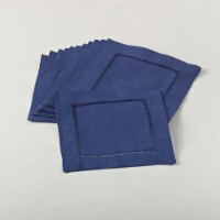 SARO 6100C.CZ6S 6 in 24 by 7 Everyday Square Hemstitch Napkin-Cobalt Blue  Set of 12