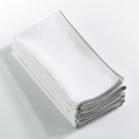 Saro Lifestyle 5084.S20S 20 in. Square Luana Metallic Trimmed Dinner Napkins, Silver-Set of 4
