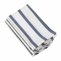 Saro Lifestyle 20 in. Square Striped Printed Design Cotton Napkin, Navy Blue - Set of 4