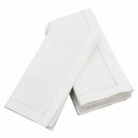 Saro Lifestyle 20 in. Square Embroidered Vine Design Hemstitched Trim Cotton Napkin, set of 6