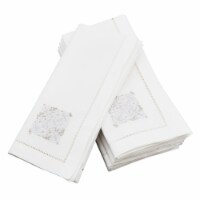 Saro Lifestyle 20 in. Square Embroidered Medallion Design Hemstitched Trim Cotton, set of 6
