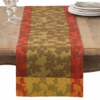 SARO 1221.M1372B 13x72in Rectangle Fall Foliage Autumn Leaves Jacquard Cotton Table Runner