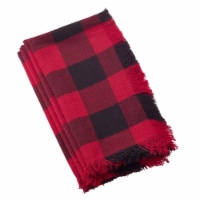 Saro Lifestyle 20 in. Square Buffalo Plaid Classic Design Fringed Buffalo Plaid, set of 4