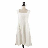 SARO 1059.I01 Chic Cuisine Slip-on Criss Cross Linen Apron - Ivory