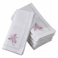 Saro Lifestyle NM146.W20S 20 in. Broderie Square Cotton Napkins with Fuchsia- set of 6