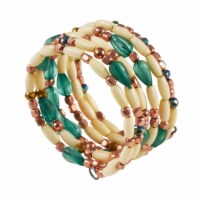 SARO NR520.M Beaded Design Table Napkin Ring  Multi-color - Set of 4