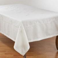 SARO 1681.I69104B 69 x 104 in. Rectangle Elegant Tablecloth with Embroidered Fleur-de-Lis Des