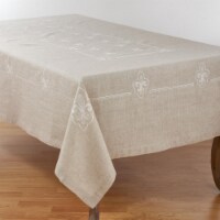 SARO 1681.N69120B 69 x 120 in. Rectangle Elegant Tablecloth with Embroidered Fleur-de-Lis Des