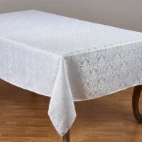 SARO 6115.W70140B 70 x 140 in. Rectangle White Damask Tablecloth