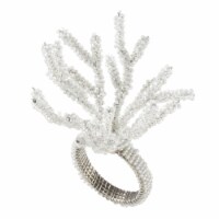 SARO NR227.CX Dinner Napkin Ring with Beaded Coral Design  Coral - Set of 4