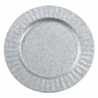 SARO CH373.S13R 13 in. Round Ruffled Galvanized Table Chargers - Silver  Set of 4