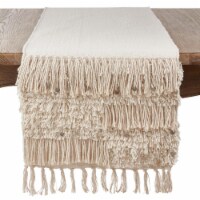 SARO 3202.S1672B Cotton Table Runner Cloth with Sequin Moroccan Design  Silver