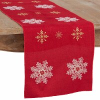 Saro Lifestyle 116.R1690B 16 x 90 in. Embroidered Snowflake Christmas Holiday Table Runner, R