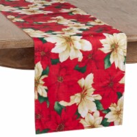 Saro Lifestyle 6212.M1690B 16 x 90 in. Poinsettia Design Table Runner