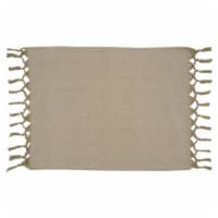 SARO 1835.N1420B 14 x 20 in. Oblong Cotton Placemats with Natural Knotted Tasseled Design - S