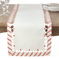 Saro Lifestyle 1633.I1654B 16 x 54 in. Candy Cane Design Christmas Holiday Table Runner, Ivor