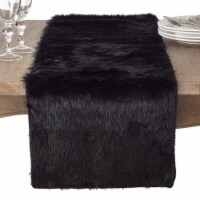 Saro Lifestyle 197.BK1590B Faux Fur Design Topper Table Runner