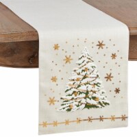 Saro Lifestyle 8970.W1372B 13 x 72 in. Christmas Tree Table Runner, White