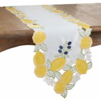 SARO 2015.Y1570B 15 x 70 in. Oblong Cutwork & Embroidered Table Runner with Yellow Lemon Desi