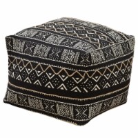 Saro Lifestyle PU661.BK 20 x 20 x 14 in. Dark Mudcloth Pouf, Black