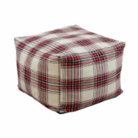 SARO PU8053.M 20 x 20 x 14 in. Floor Pouf with Multi Color Plaid Design