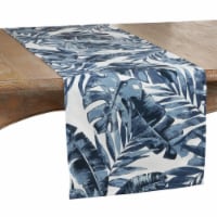 SARO 1931.NB1672B 16 x 72 in. Oblong Outdoor Runner with Blue Tropical Leaf Design