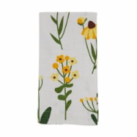 Saro Lifestyle 20 in. Square Cotton Table Napkins with Yellow Daisy Floral Design - set of 4