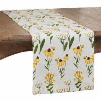 SARO 758.Y1472B 14 x 72 in. Oblong Cotton Table Runner with Yellow Daisy Floral Design