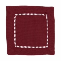 SARO 6309.BU6S 6 in. Square Classic Hemstitch Border Cocktail Napkin Burgundy - Set of 12